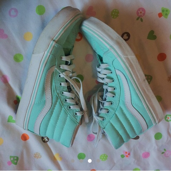 MINT GREEN VANS SK8 HI’S - Picture 3 of 4